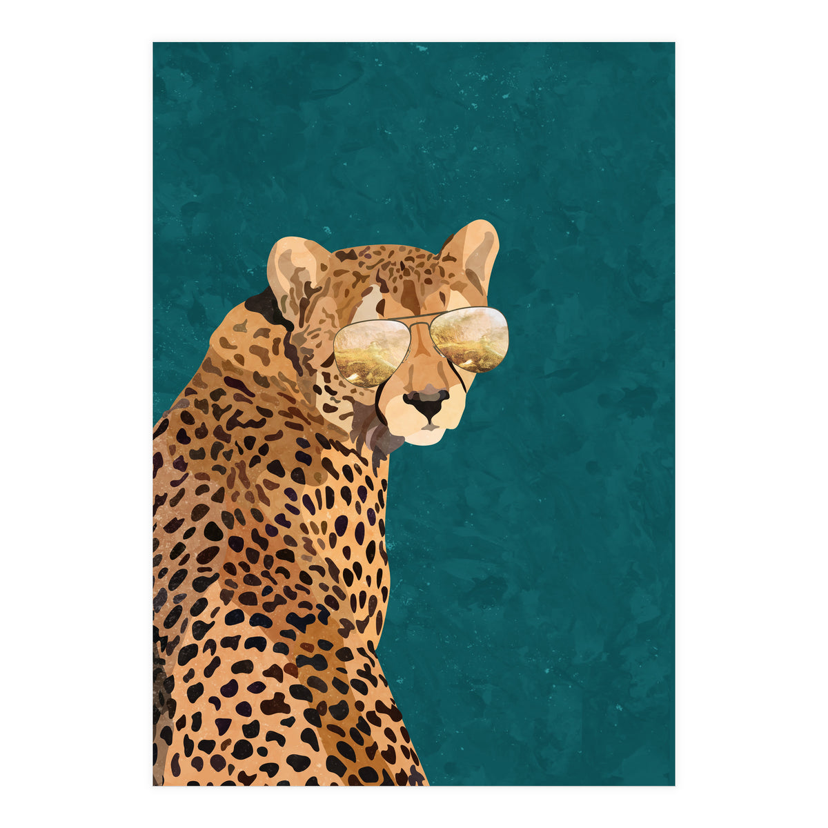 Cool Cat Cheetah Gold and Green (Print Only)