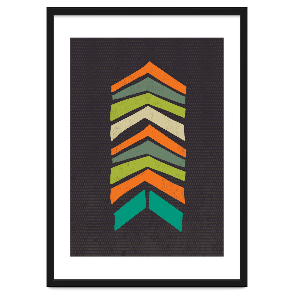 Retro Chevron Print Orange Teal Variation