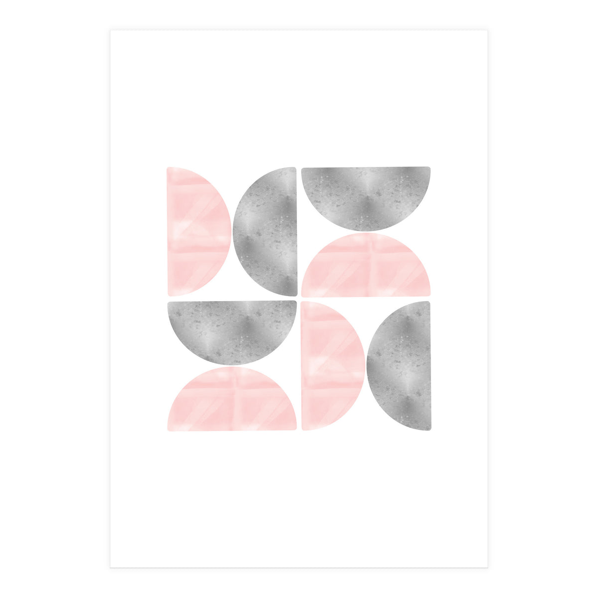 Half Moon Blush And Grey Abstract  (Print Only)