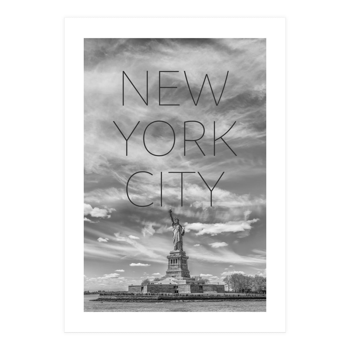 NYC Statue of Liberty | Text & Skyline (Print Only)