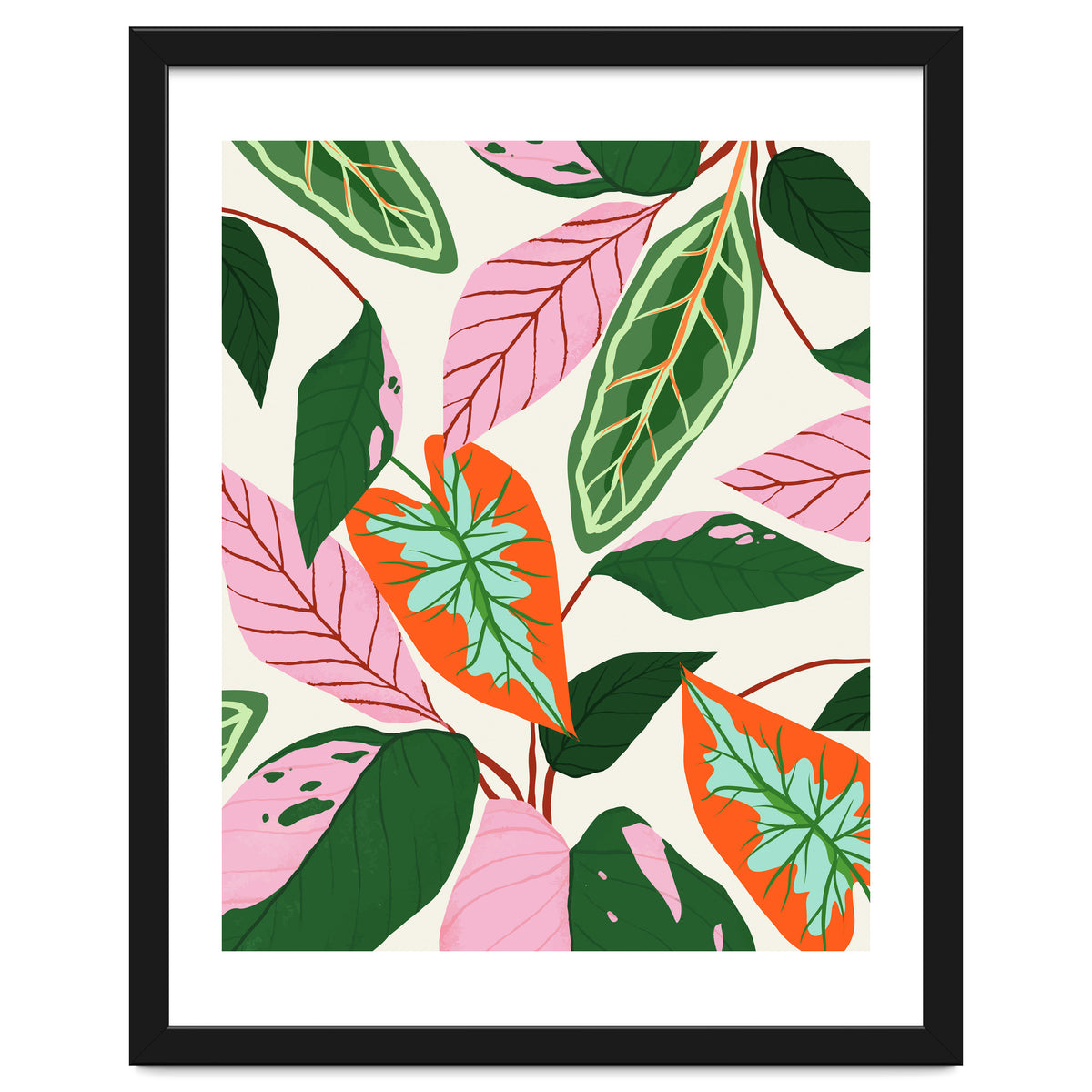 The Inseparable V.02, Nature Botanical Plants, Blush Leaves Modern Bohemian, Pastel Illustration Garden