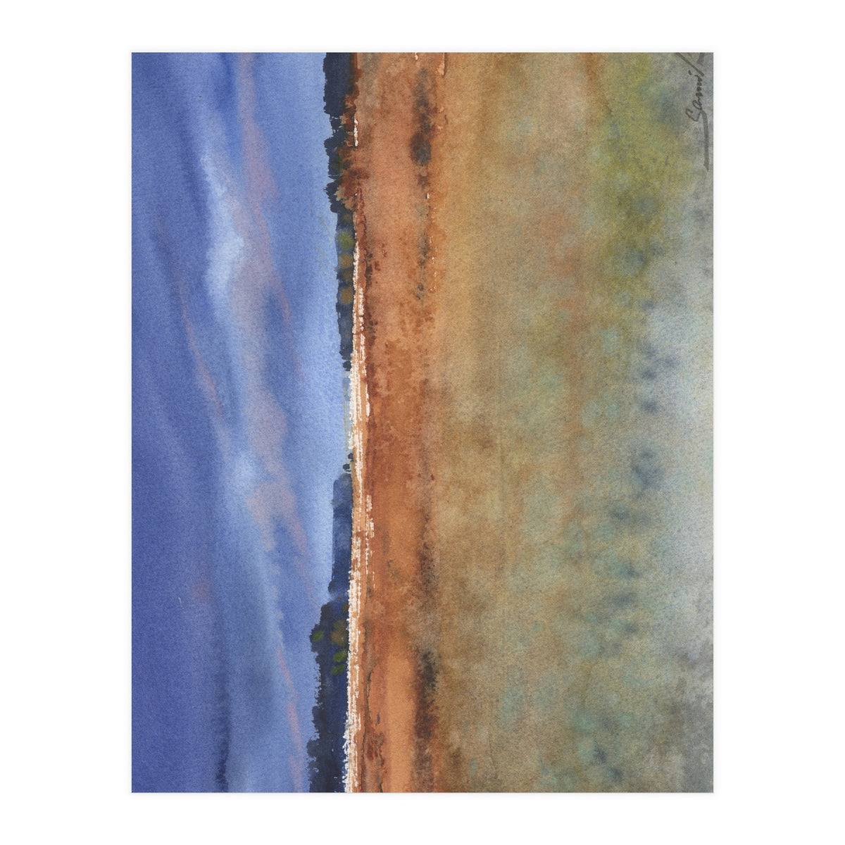 landscape painting watercolor (Print Only)