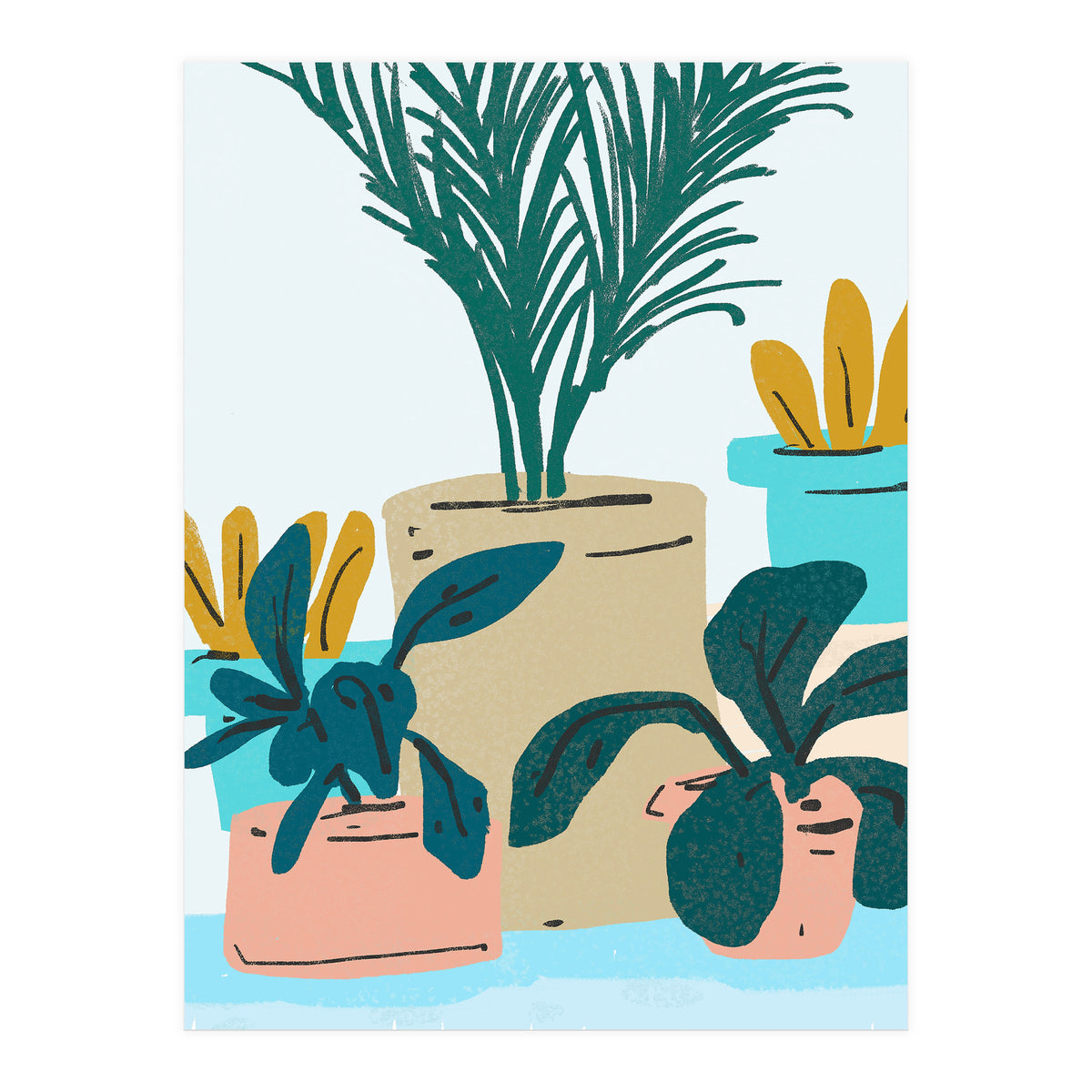 Little House Plants | Pastel Botanical Nature Plant Pots | Bohemian Cute Chic Palm Modern (Print Only)