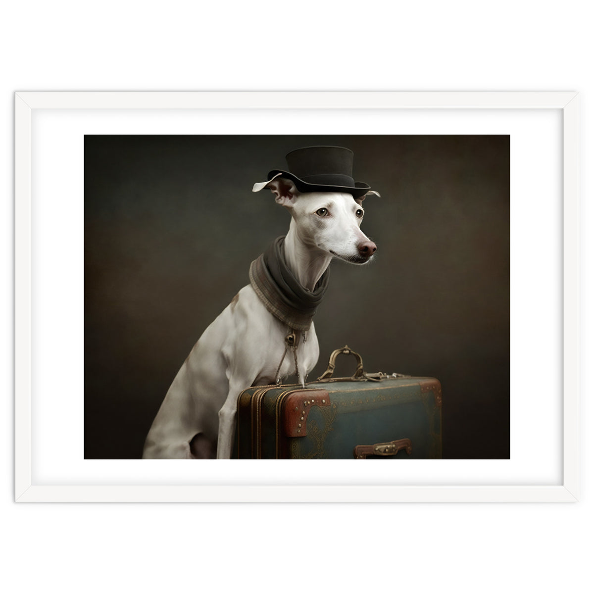 Whippet with His Suitcase