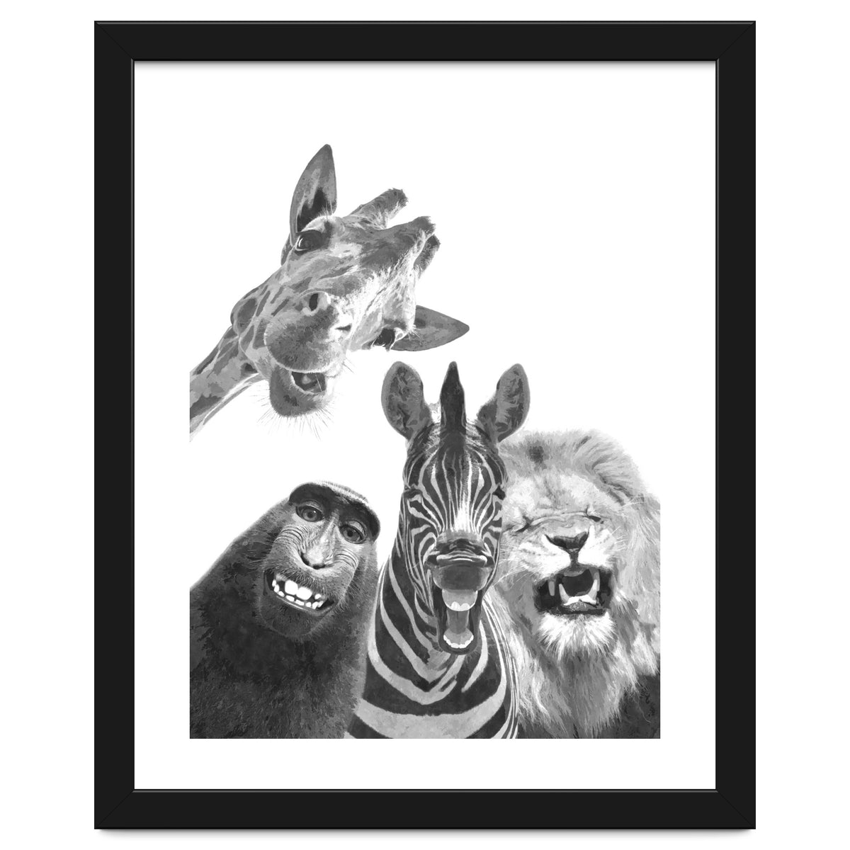 Black and White Jungle Animal Friends