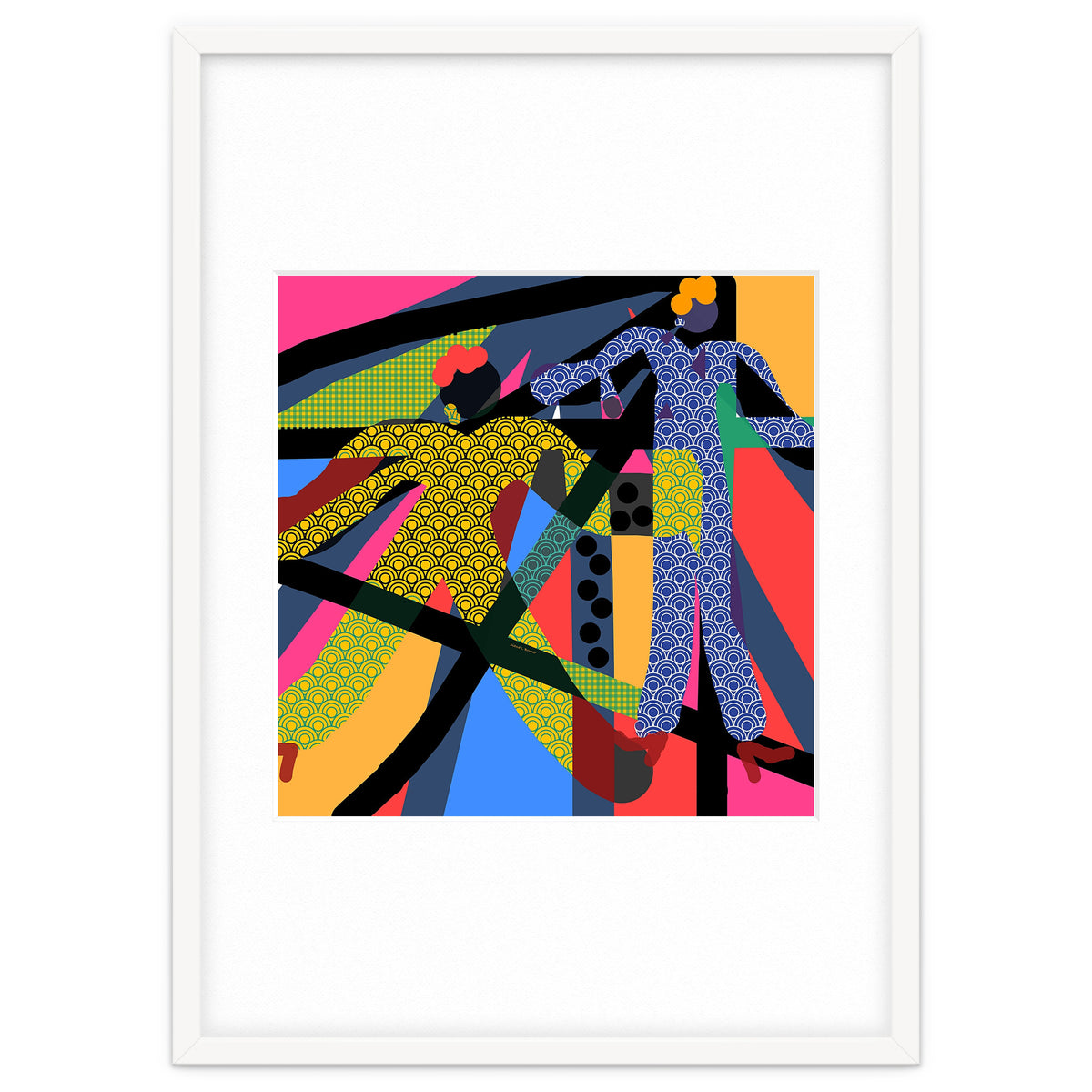 LADIES WEARING YELLOW AND BLUE PATTERNS