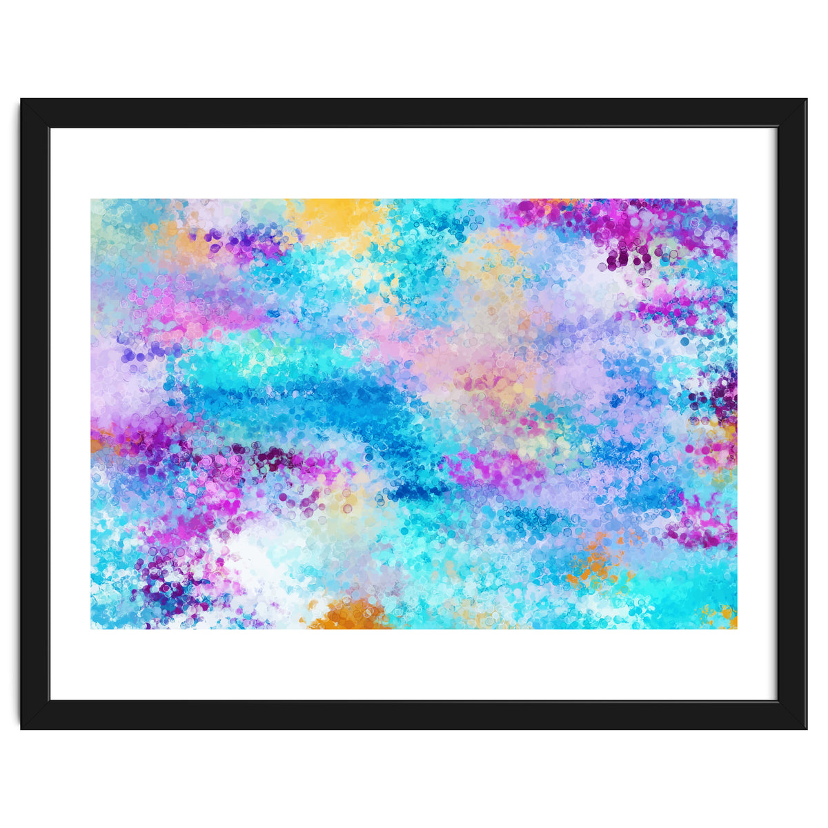 Mixed Emotions, Abstract Blue Colorful Painting, Eclectic Modern Bohemian Shapes Ocean