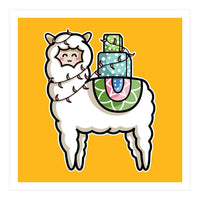 Kawaii Cute Gift Carrying Llama (Print Only)