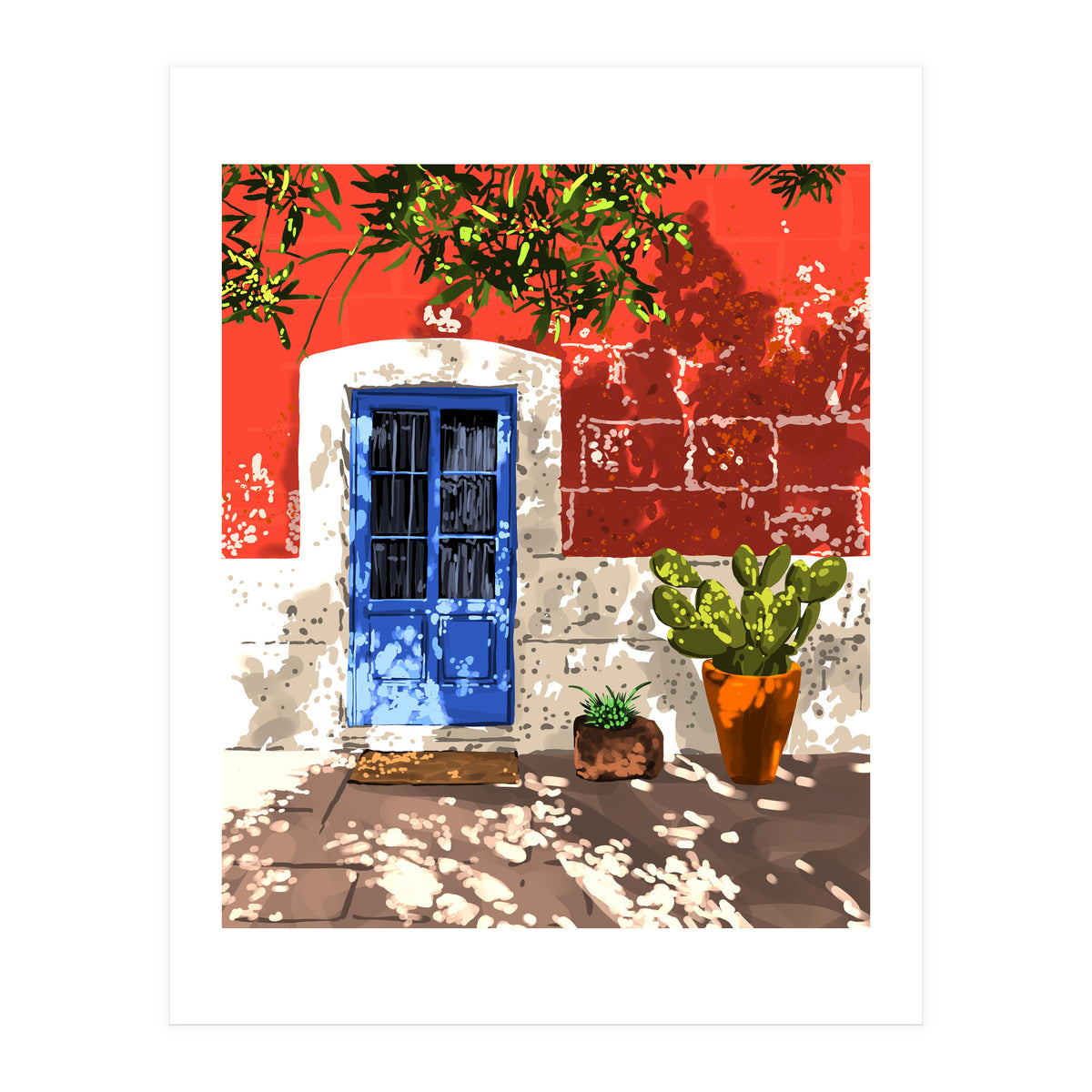 Intentful Living | Summer Architecture Travel Positivity | Optimism Good Vibes Bohemian House Door (Print Only)