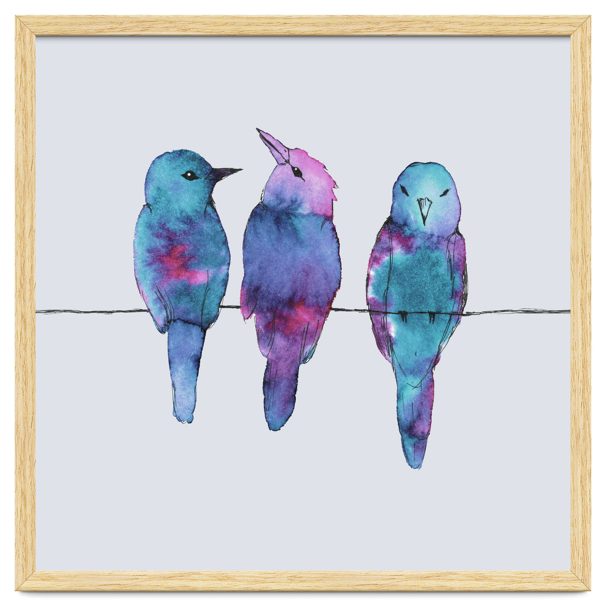 Three birds on a wire