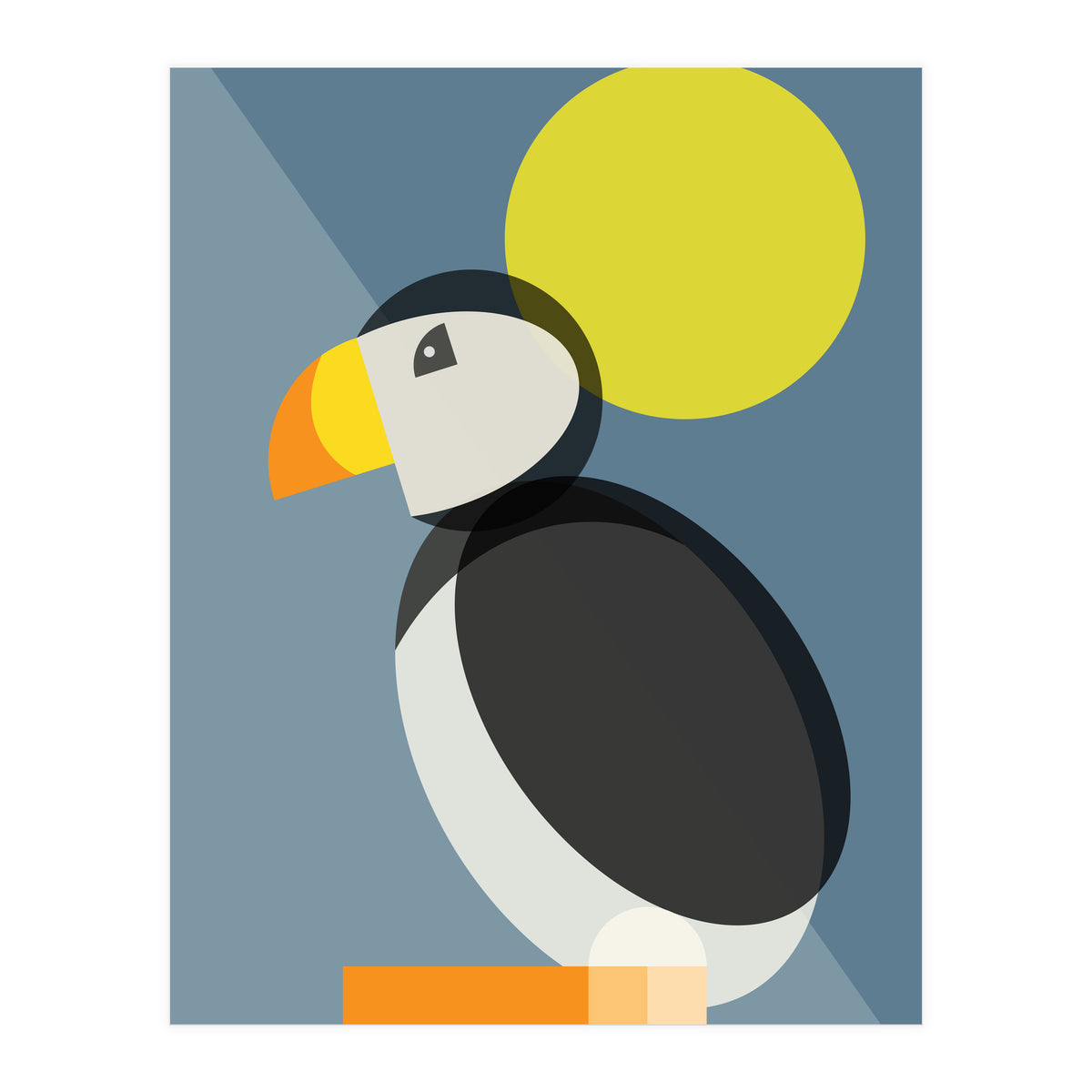 Mid Century Geometric Puffin (Print Only)