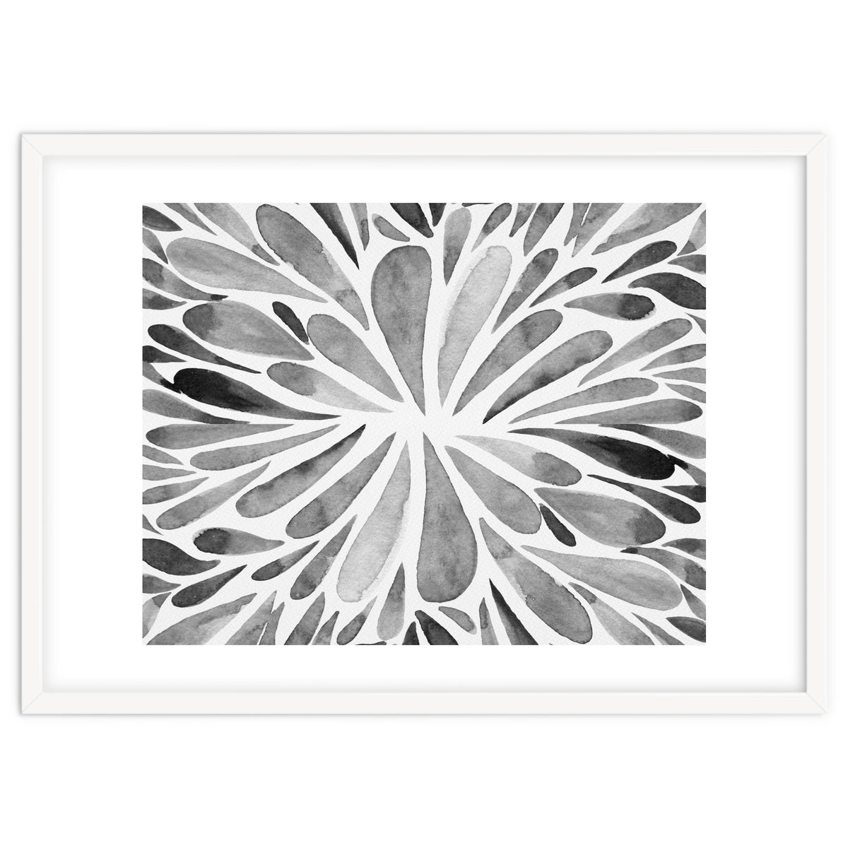 Retro abstract floral - black and white