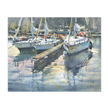Yachts in the port. Watercolor painting (Print Only) thumbnail