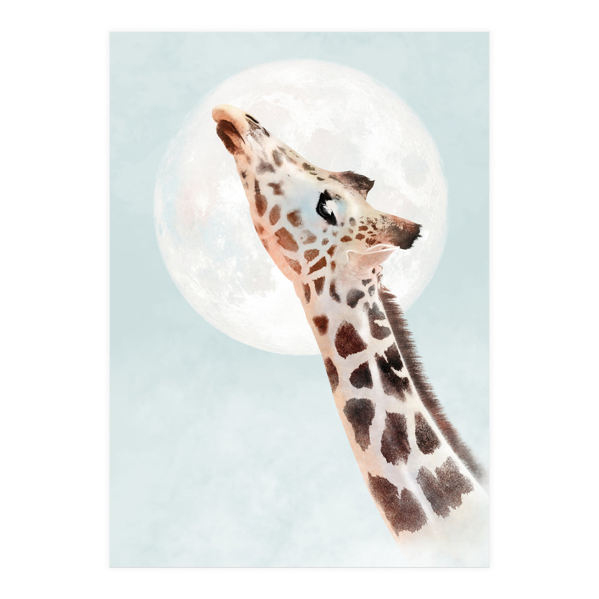 Giraffe And Moon (Print Only)