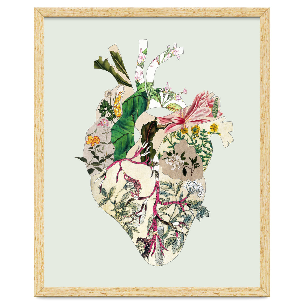 Vintage Botanical Heart - Green