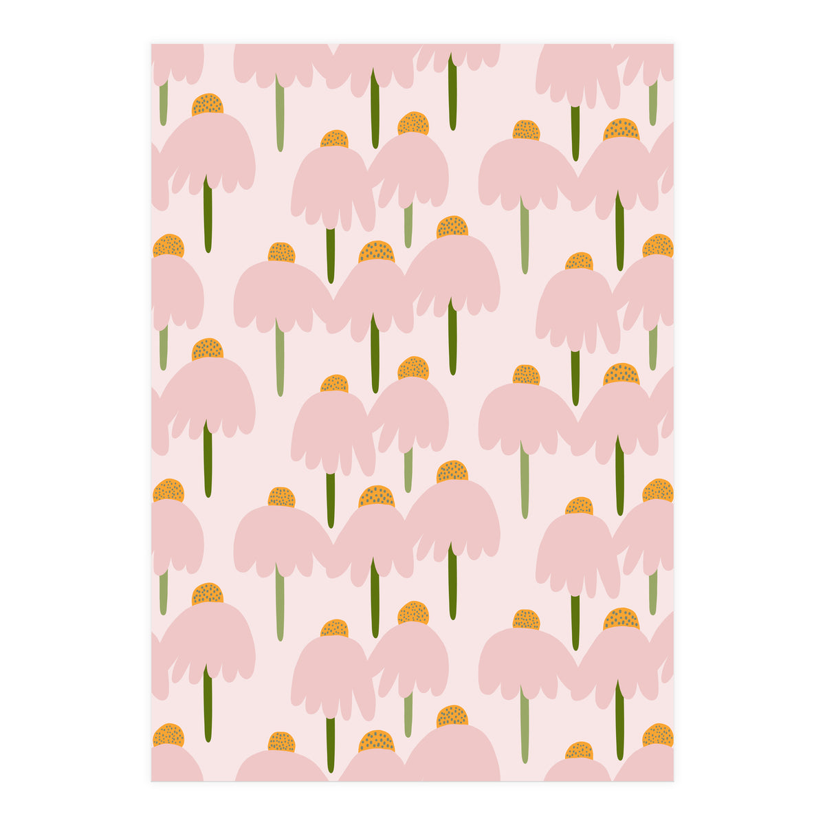 Pastel Pink Flower Pattern  (Print Only)