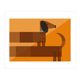 Mid Century Geometric Sausage Dog Dachshund (Print Only) thumbnail