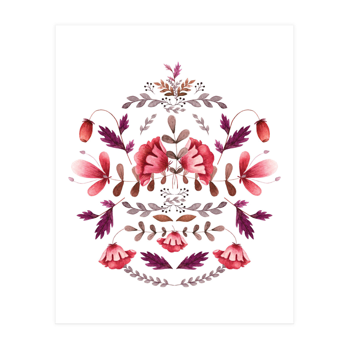 Scandinavian Folk Art Flowers (Print Only)