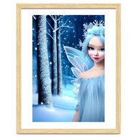 Cute 3d light blue Winter Fairy in the Forest