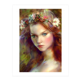 Dreamy kitschy Maiden with Flower Wreath (Print Only) thumbnail