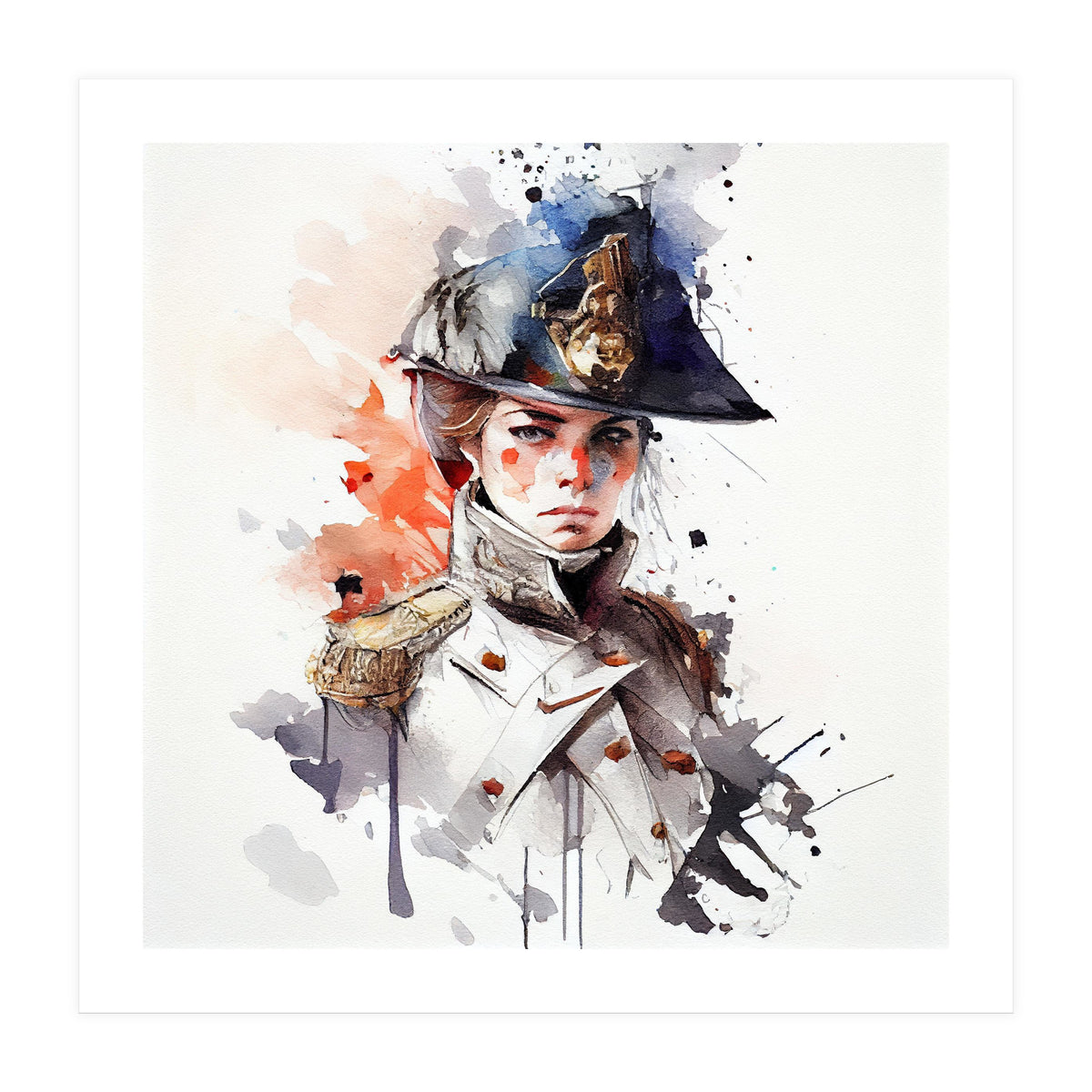 Watercolor Napoleonic Soldier Woman #4 (Print Only)