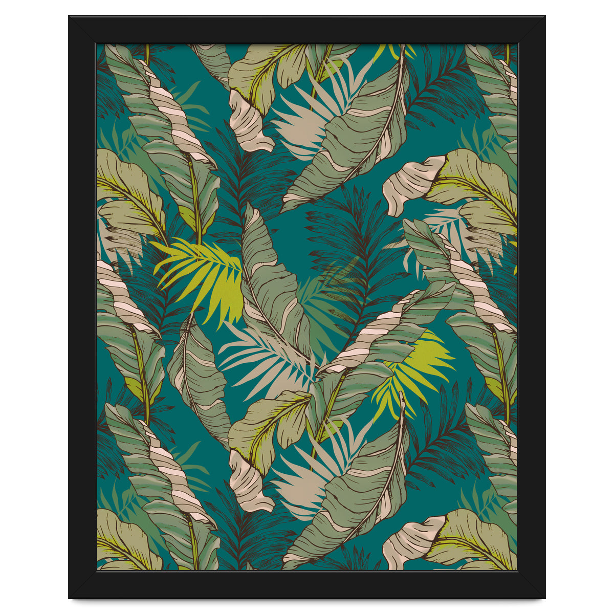 Drawing of wild tropical jungle