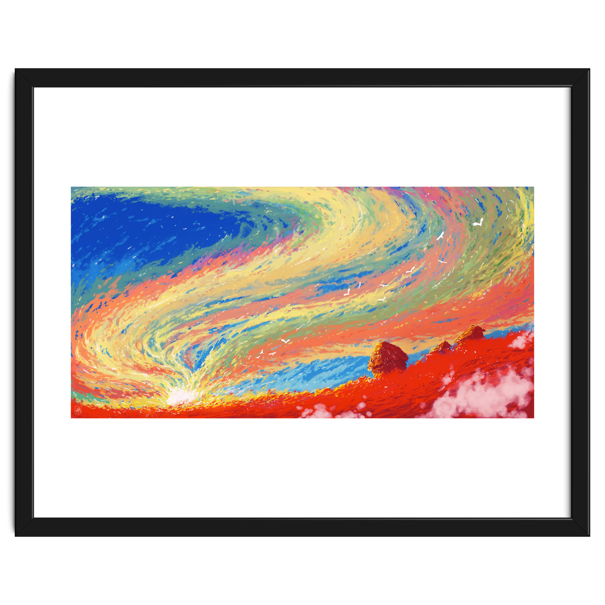 Haystacks At Sunset Reimagined