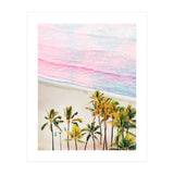 Pink Ocean | Dreamy Scenic Tropical Beach Travel | Blush Nature Sea Beach Coconut Trees (Print Only) thumbnail