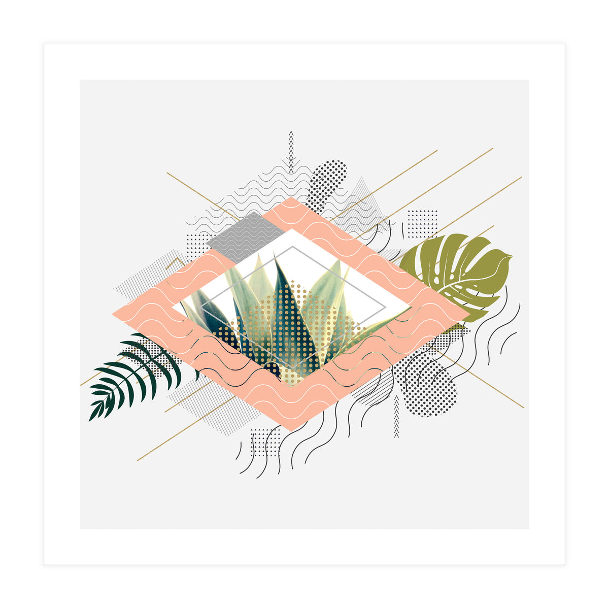 Abstract geometrical and botanical shapes I (Print Only)