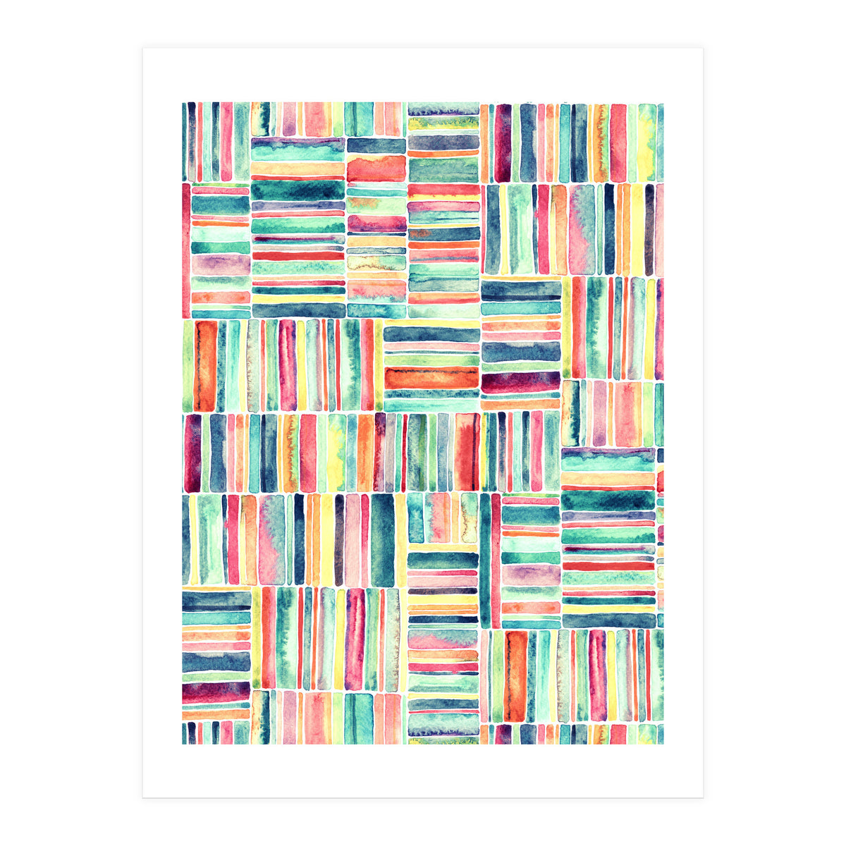 Retro Beach Chair Pastel Watercolor Stripes (Print Only)