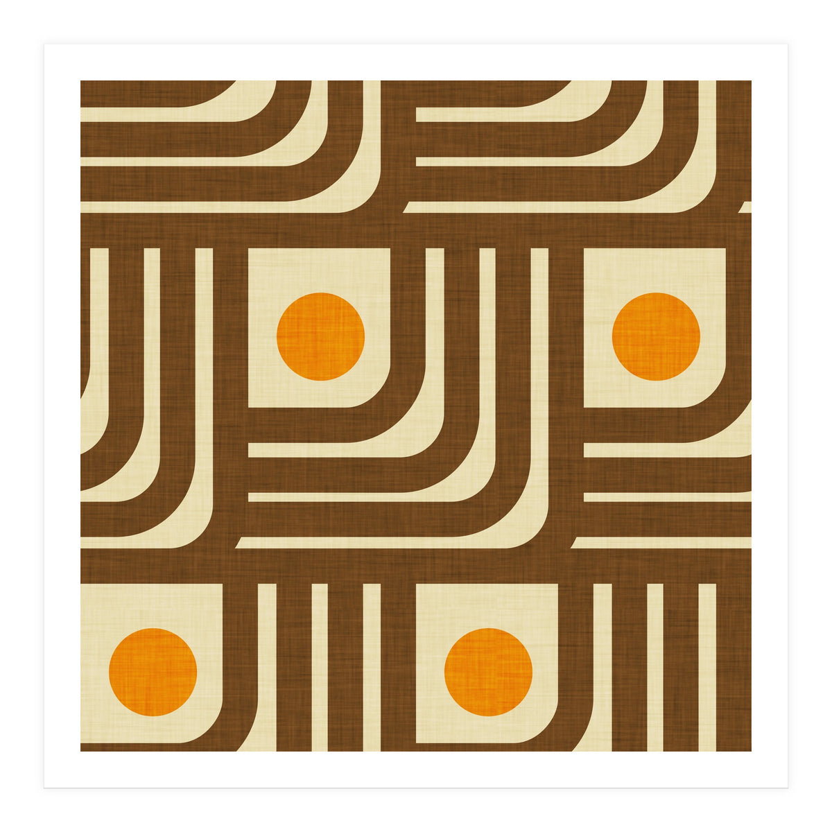70s Curve Lines Brown Orange  (Print Only)