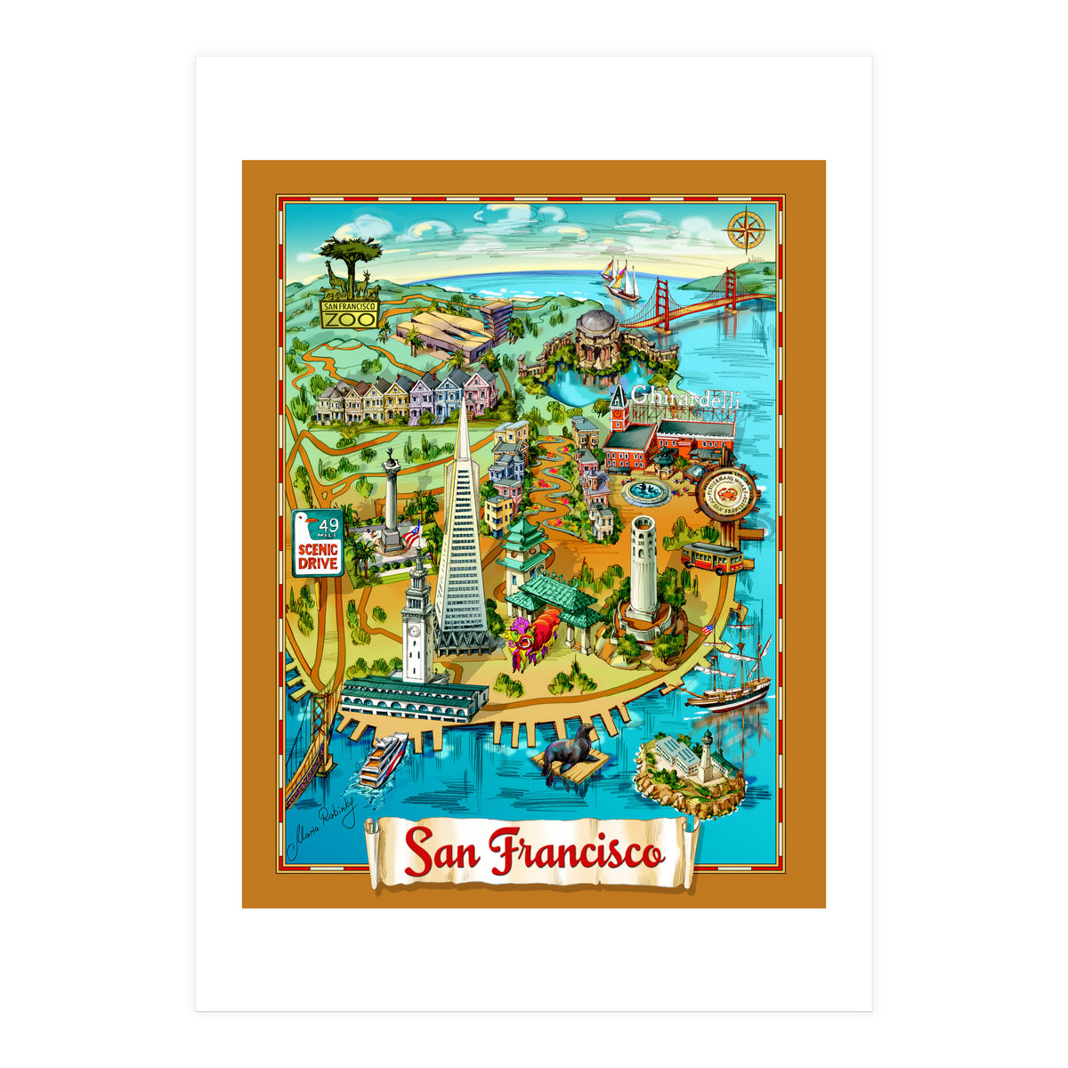 San Francisco Map Illustration (Print Only)
