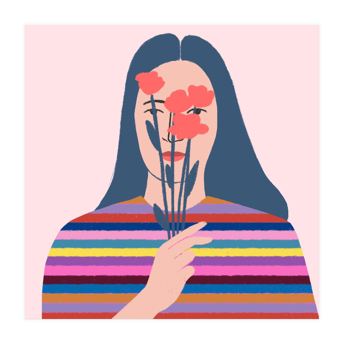 Girl With Flowers Square (Print Only)