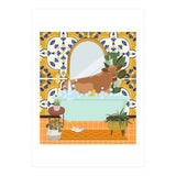 Cow Bathing in Moroccan Style Bathroom (Print Only) thumbnail