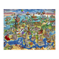 European World Wonders Illustrated Map (Print Only)