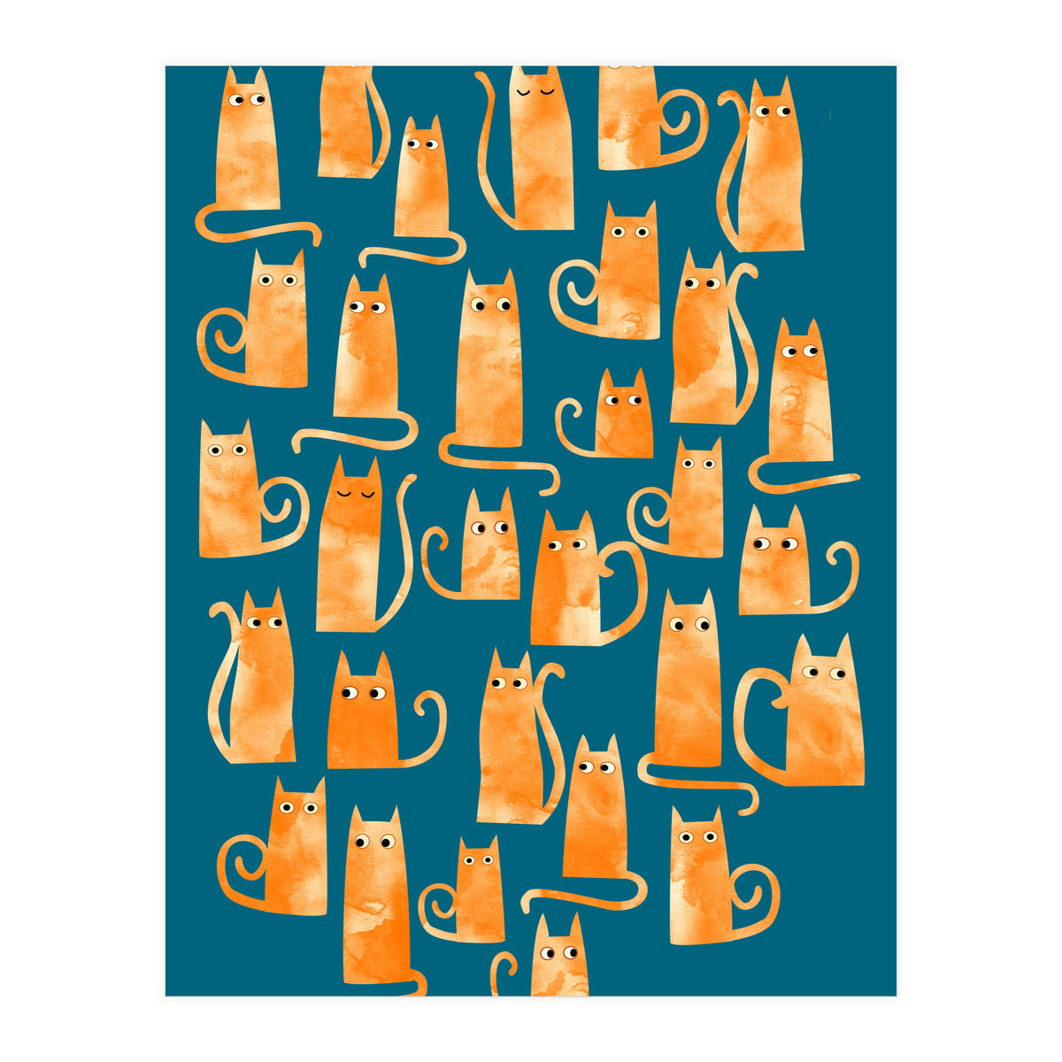 Ginger Cats Teal (Print Only)