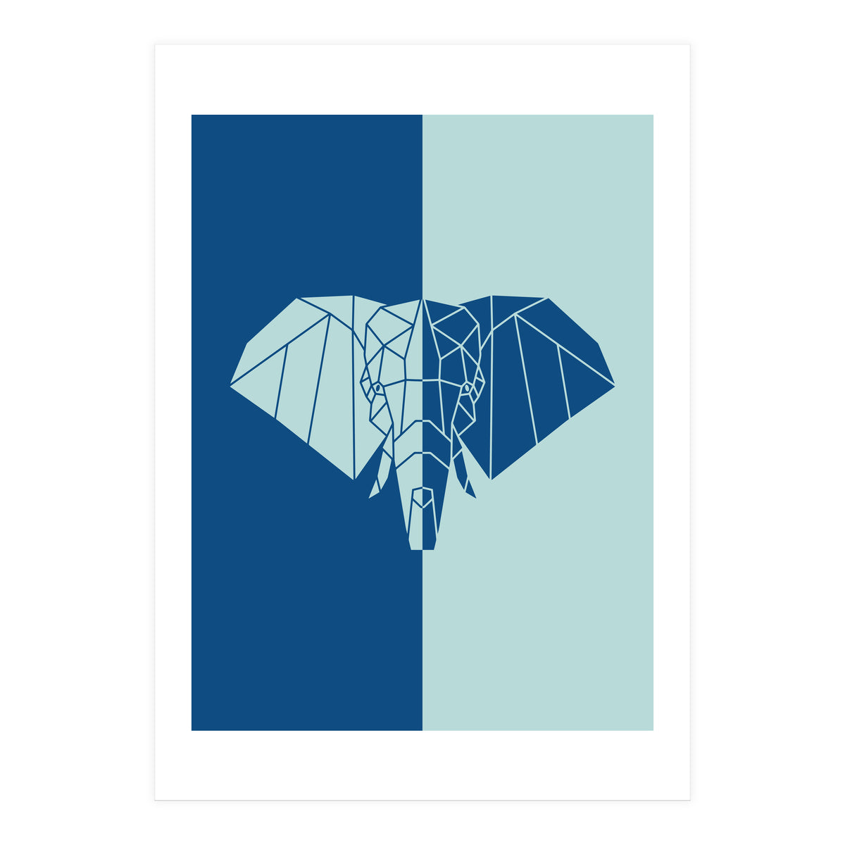 ELEPHANT IN BLUE ! POLYGON ART (Print Only)