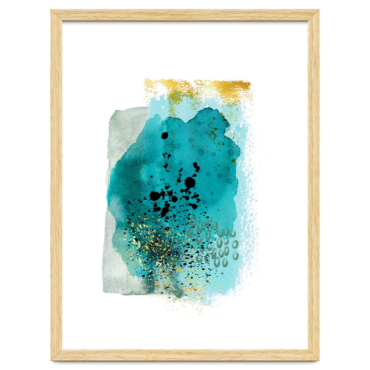 Abstract watercolour turquoise and gold