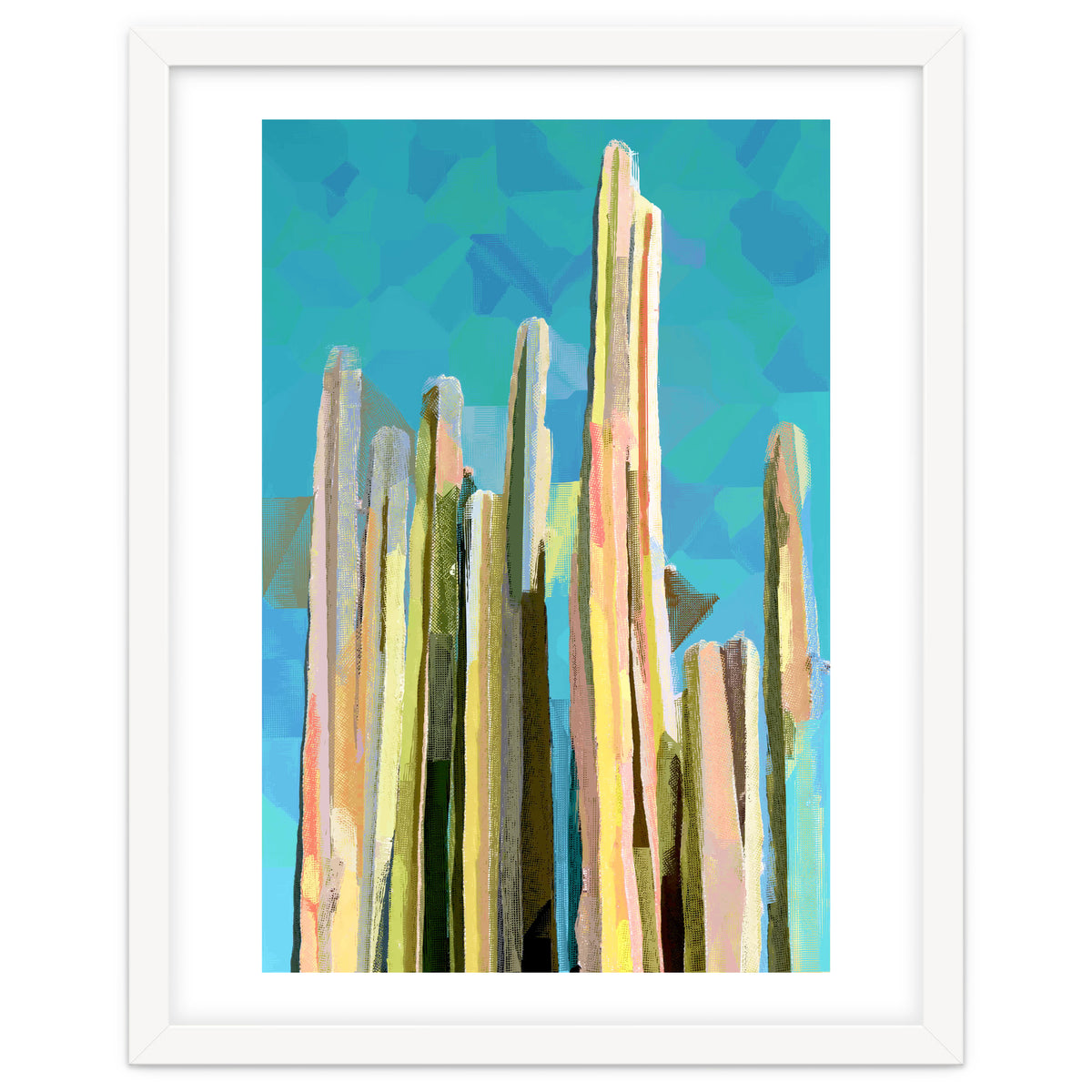 Desert's Rose, Summer Cactus Abstract Pastel Digital Art, Nature Botanical Color Sketch Plant Drawing