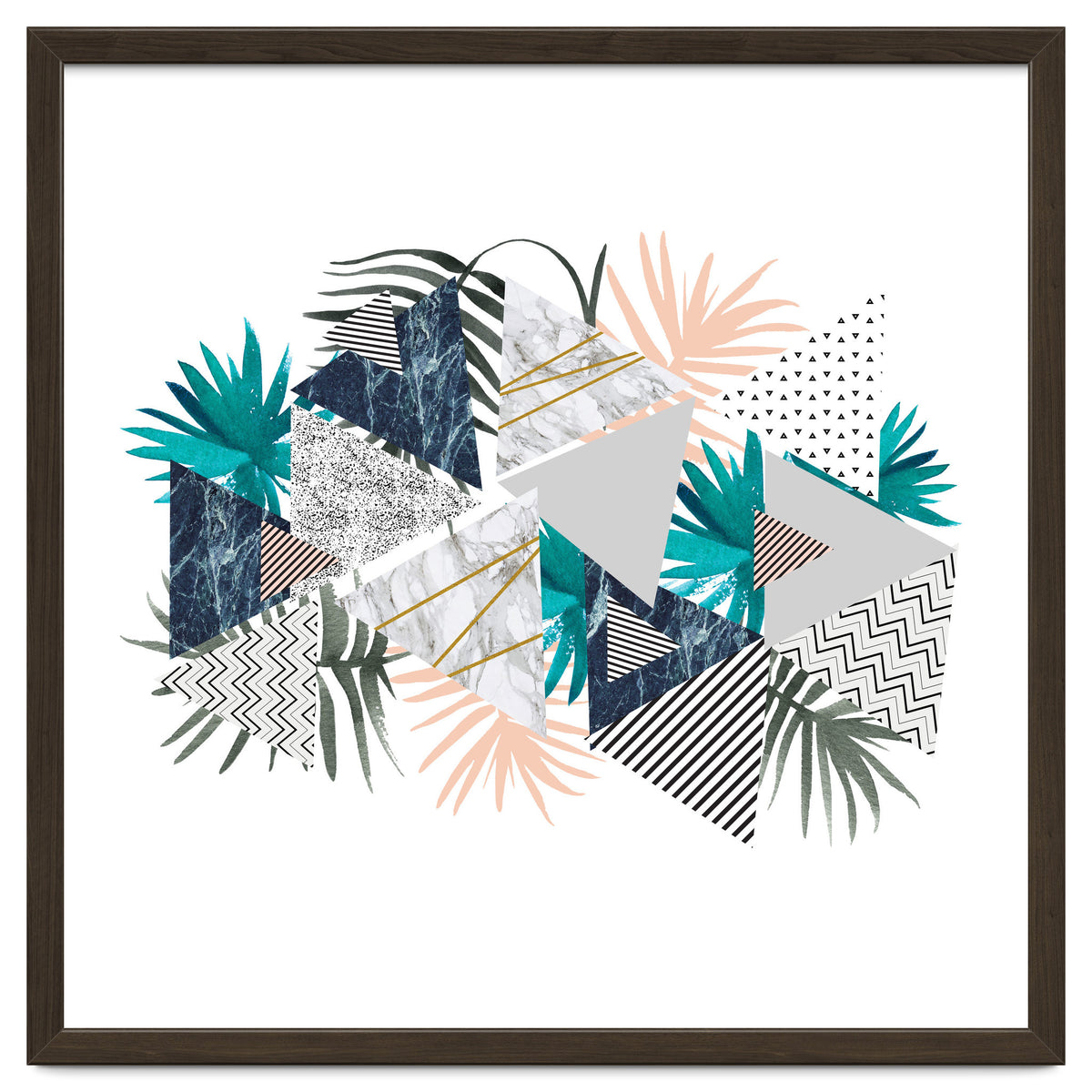 Abstract of geometric patterns with plants and marble I