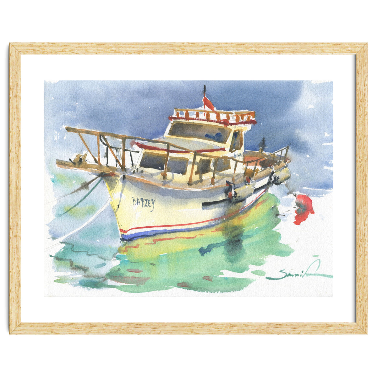 Yacht painting watercolor