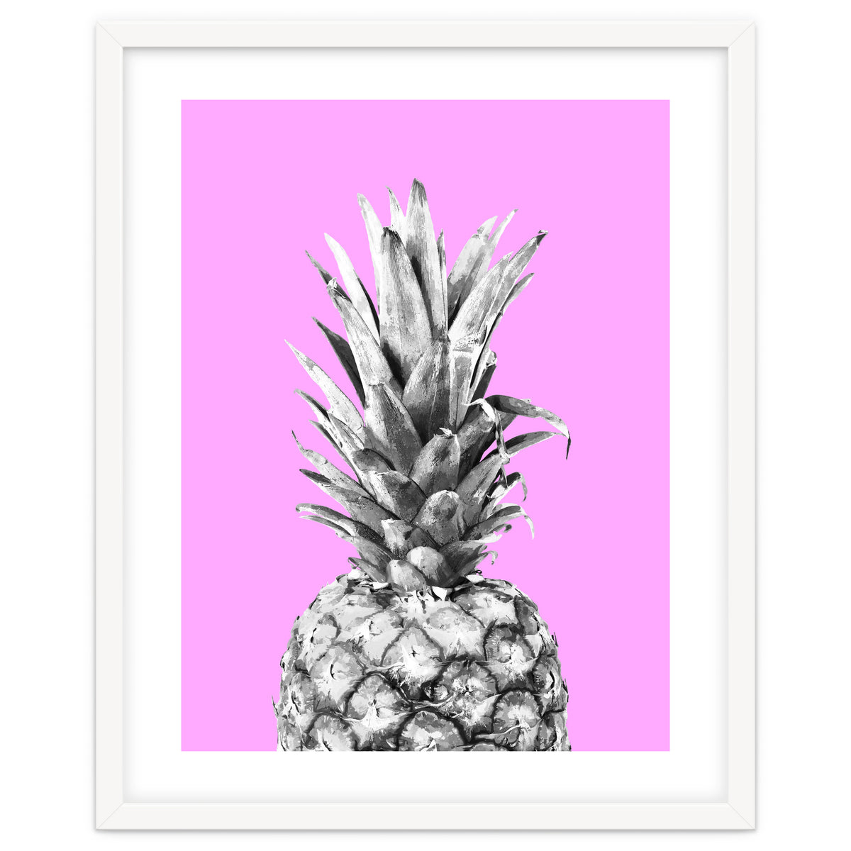Black and White Pineapple Pink Background