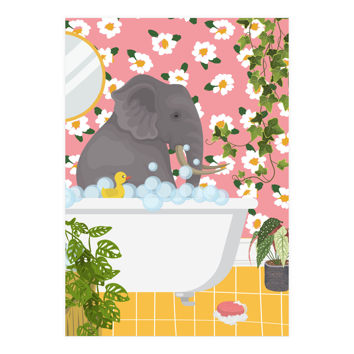 Elephant Bathing (Print Only)