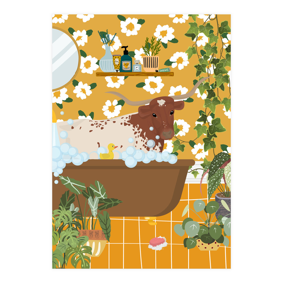 Texas Longhorn in My Bathtub (Print Only)