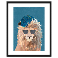 Skater Lion Portrait Blue