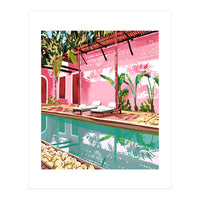 Vacay Villa | Blush Pink Summer Architecture | Tropical Travel Building | Palm Bohemian Resort (Print Only)