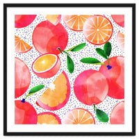Citrus Tropical | Juicy Fruits Polka Dots | Food Orange Grapefruit Pink Watercolor Botanica