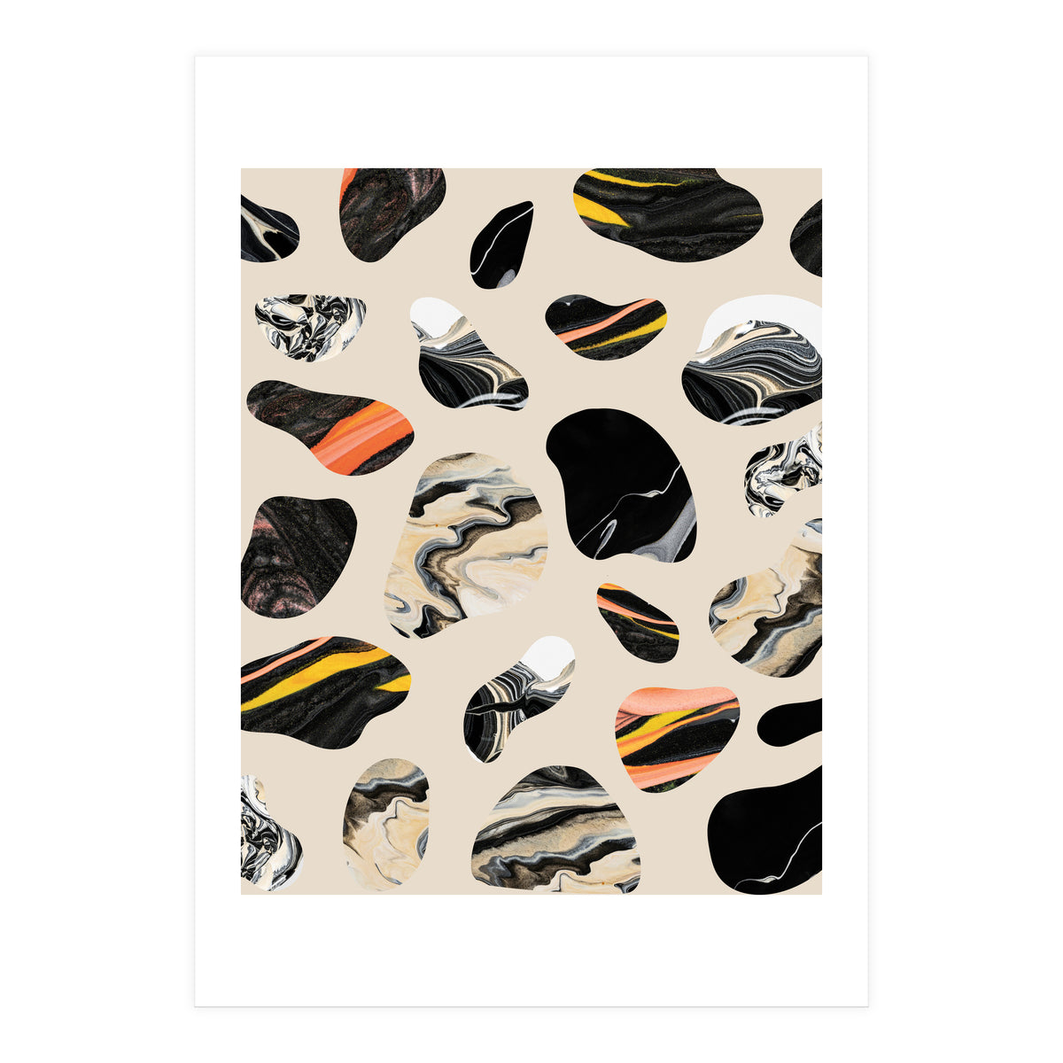 Marble Jelly Beans, Abstract Shapes Nature Eclectic Textures, Precious Stones Agate Dark Mystery (Print Only)