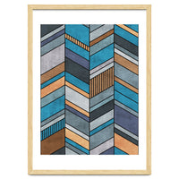 Colorful Concrete Chevron Pattern - Blue, Grey, Brown