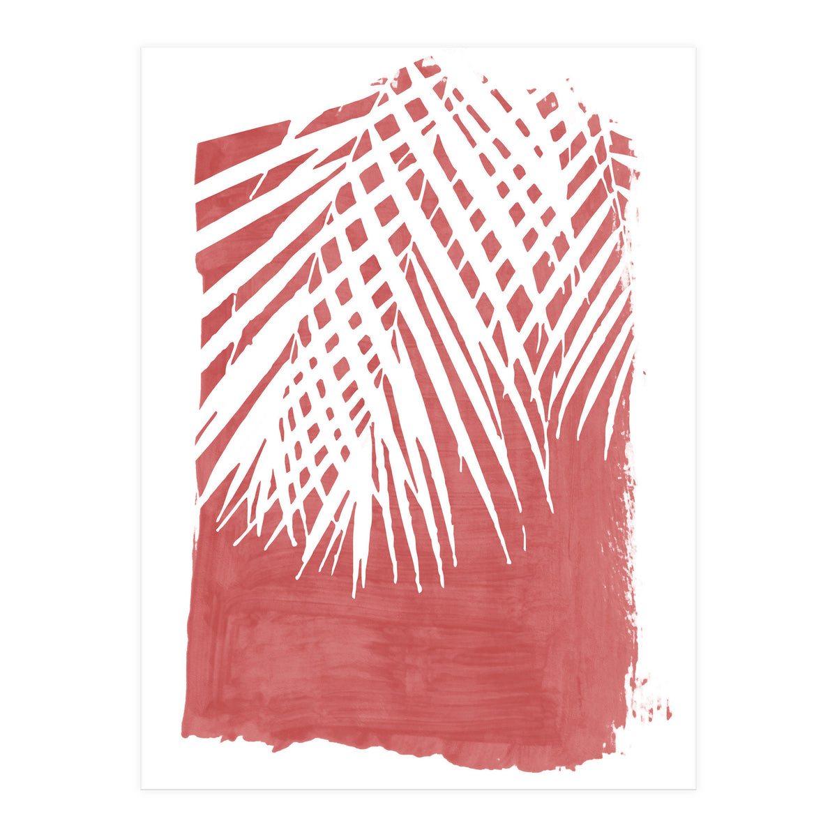 Palm Leaves On Red (Print Only)